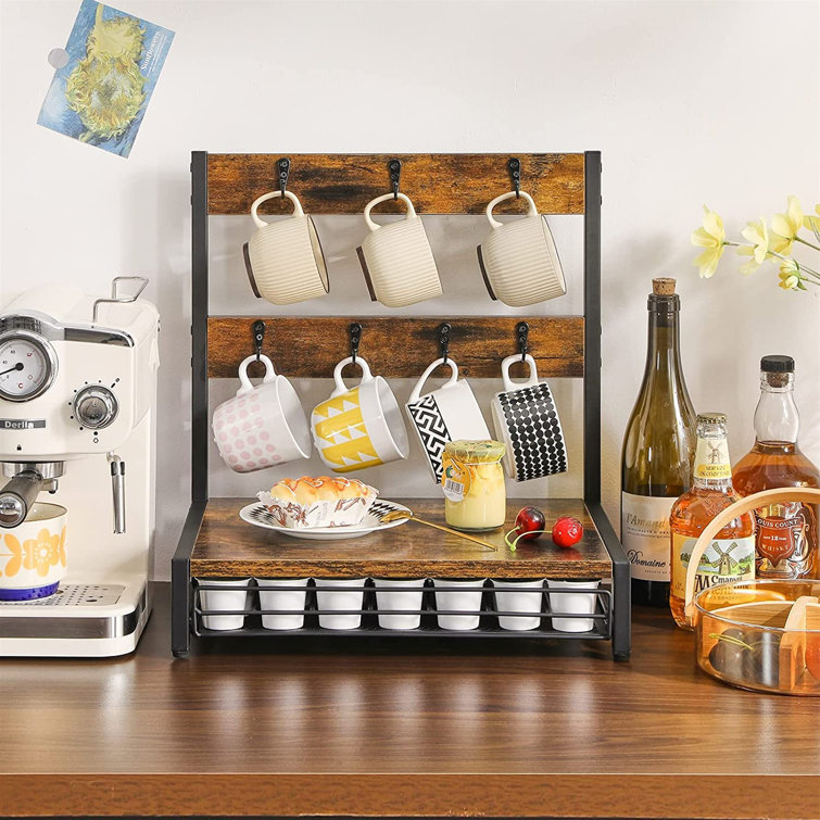 Ron Trading Coffee Pod Drawer, Rustic Coffee Mug Holder Stand, 35